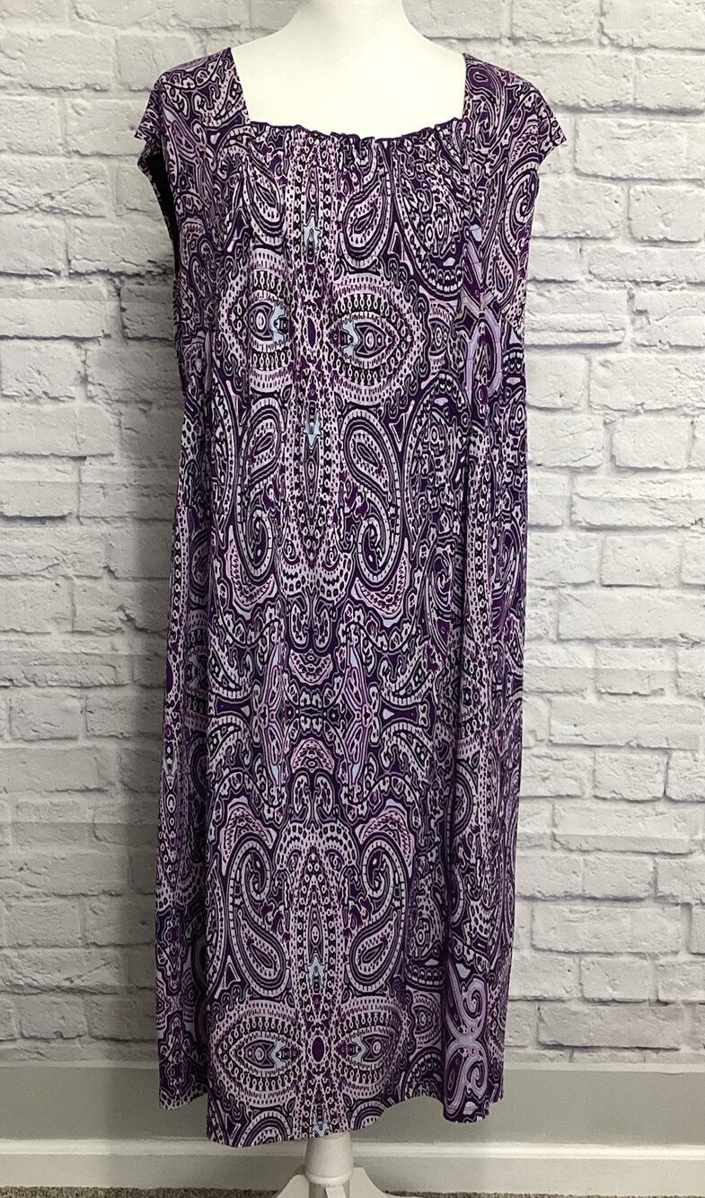 Perceptions Women 14W Purple Shift Lined Sleeveless Dress Casual Walking